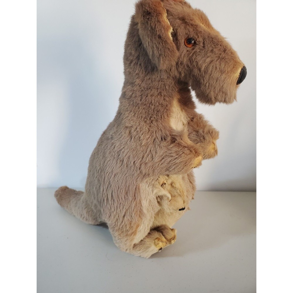 Antique Real Leather Kangaroo Stuffed Animal 13" Authentic Fur Hide Australia